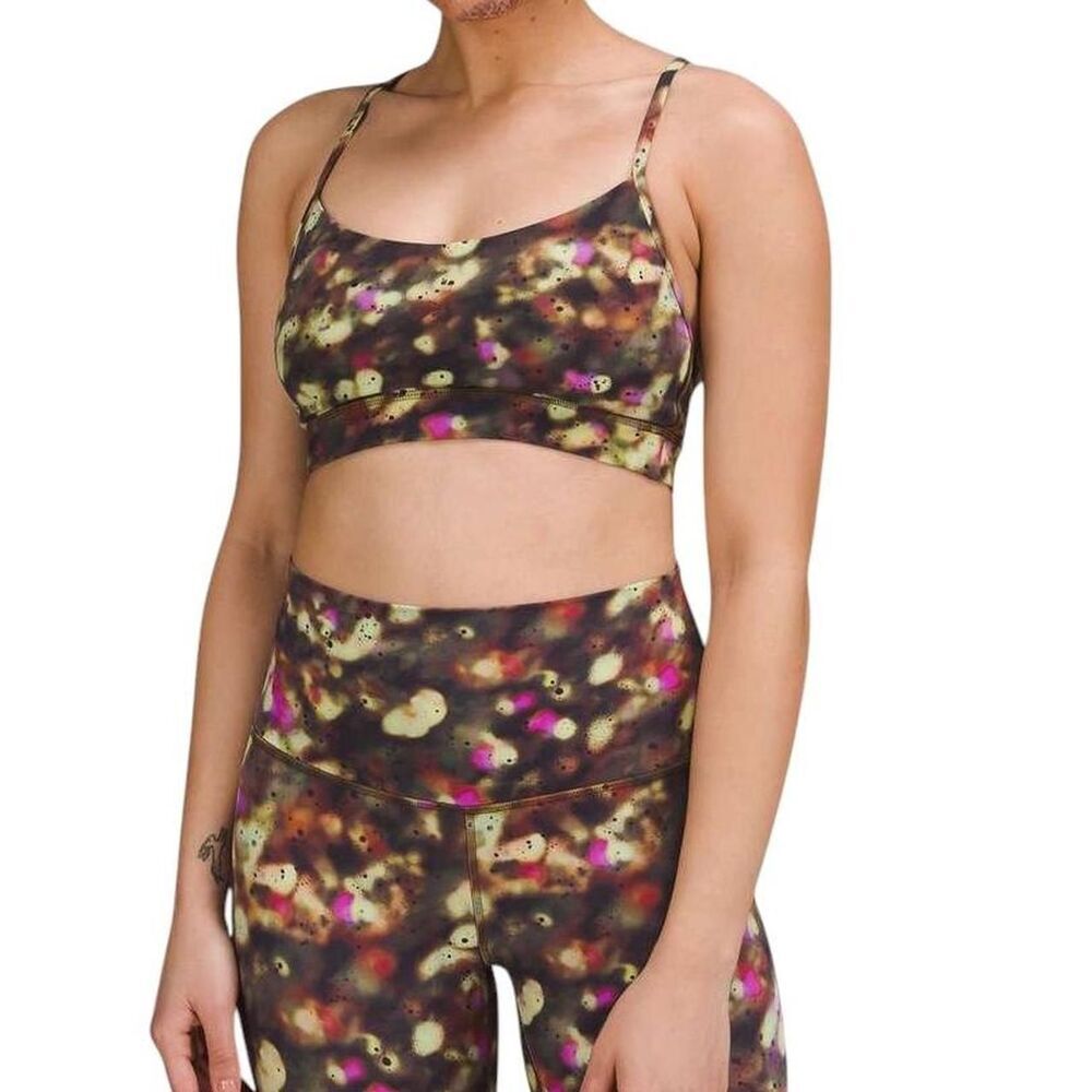 Lululemon Flow Y Nulu Bra *Light Support, in Soft Focus Splatter Green Multi